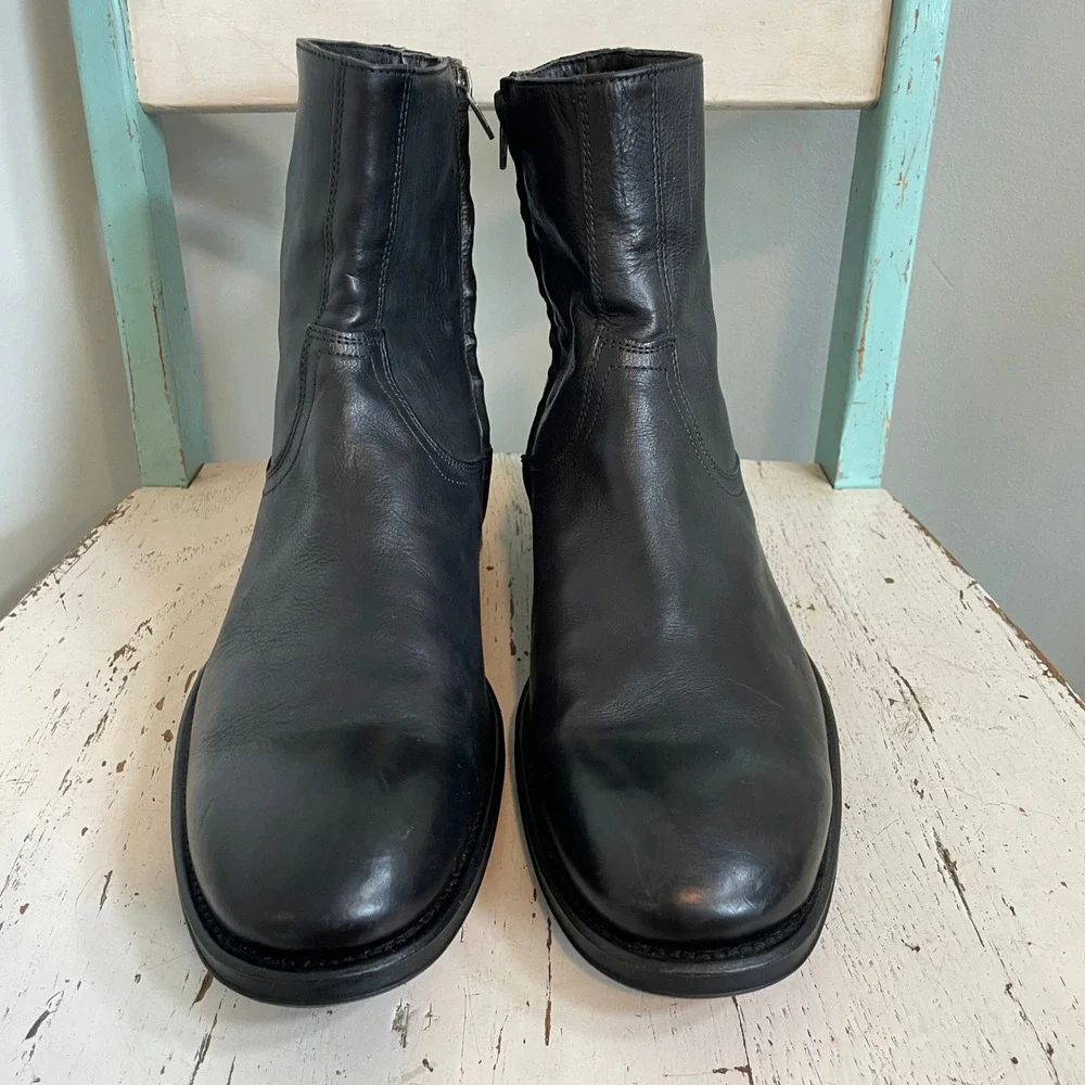 To Boot New York Adam Derrick Mens Black Leather Side Zip Boots 9512 11.5 Italy